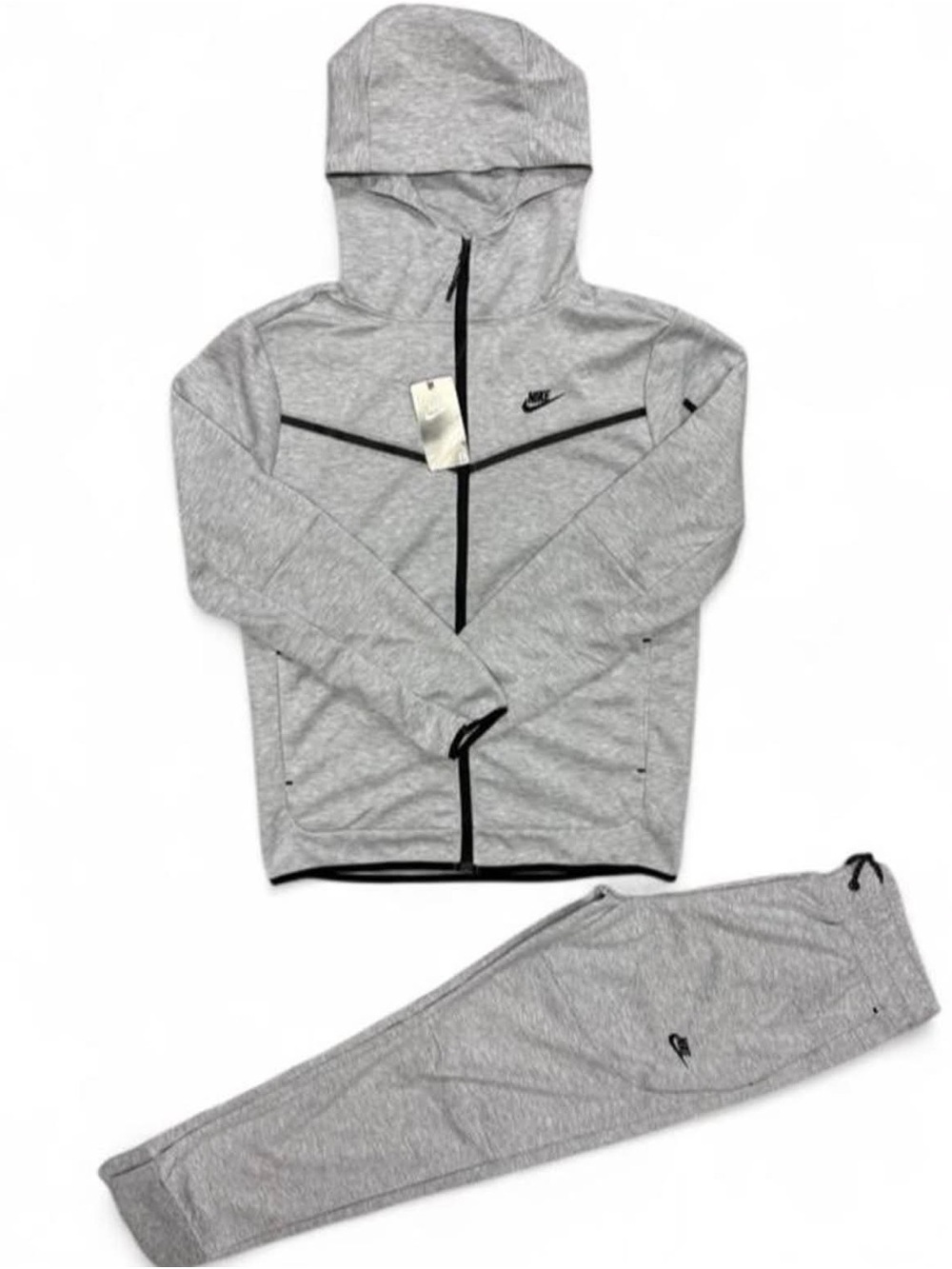 Adult Small Nike Gray Hooded Zip Jacket & Jogger Set with Black Trim